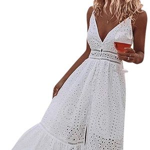Embroidered Button Down Dress